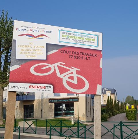 panneau pistes cyclables Communauté de Communes Plaines et Monts de France